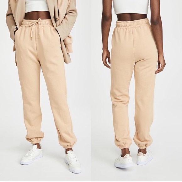 WeWoreWhat Pants - WEWOREWHAT- Sweatpant High-Waist Terry Tan Cotton Jogger Athleisure